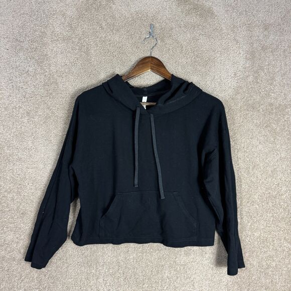 The Group Babaton Cropped Hoodie Womens Size XS‎ Black Pullover Long Sleeve Boxy - Picture 2 of 9